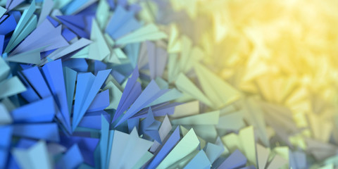 Many colored paper planes on a plane