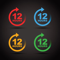 set of four 12 hour icons