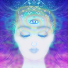 Fototapeta na wymiar Woman with third eye, psychic supernatural senses
