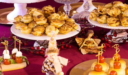 Mini Meat Pies and Appetizers at the Christmas Table
