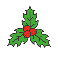 Christmas mistletoe color icon