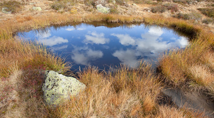 the sky reflects itself over a little mountain lake © TonelloPhotography