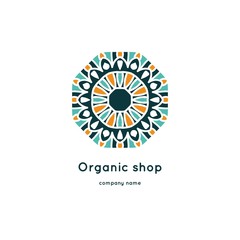 Bright and juicy beautiful circular logo for organic shop, eco product.