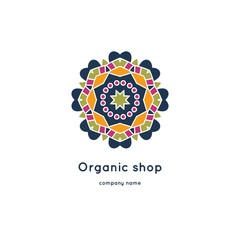 Bright and juicy beautiful circular logo for organic shop, eco product.