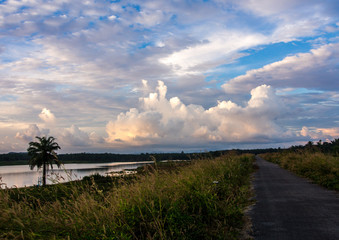 evening at the lagoon with bluesky