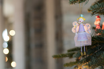 princess toy on christmas tree