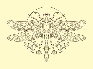 Dragonfly color drawing vector illustration