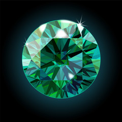 Brilliant emerald on a black background. Green crystal. Vector © LuckyStep