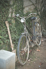 Fototapeta na wymiar Old Bicycle parking on street with retro style.