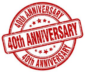 40th anniversary red grunge stamp