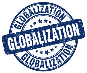 globalization blue grunge stamp