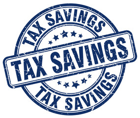 tax savings blue grunge stamp