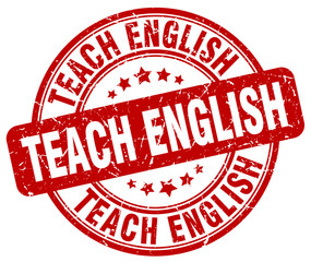 teach english red grunge stamp