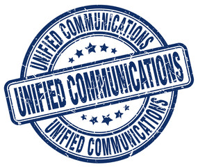 unified communications blue grunge stamp