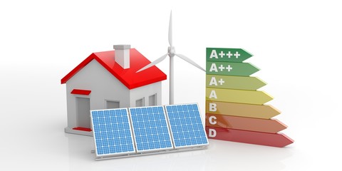 Energy efficiency rating. 3d illustration