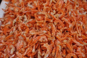 Dried baby shrimp at an Asian food market