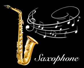 Fototapeta na wymiar Poster design with saxophone and music notes
