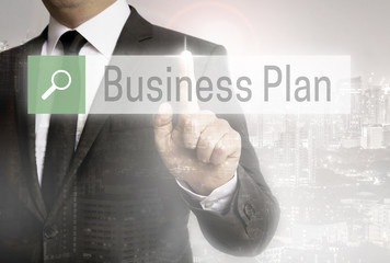 Geschäftsmann mit Stadt Hintergrund Business Plan Browser