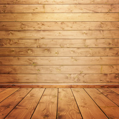 Interior wooden room with pine wood concept