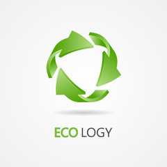 Recycle symbol, recycle logo, ecology logo with green arrow