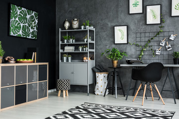 Room with black wall