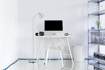 Trendy white home office area