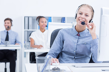 Female telemarketer at work