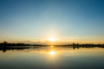 sunset on the lake landscape