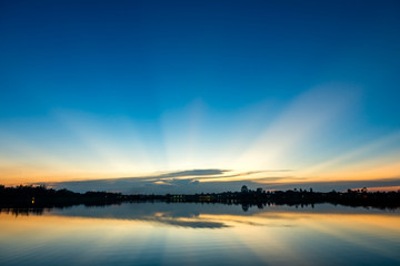 sunset on the lake landscape