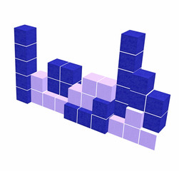 Obraz premium puzzle video game - geometric blue 3D shapes - think creative game