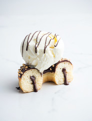Half of donut with ice-cream