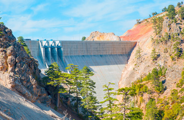 hydroelectric dam in beautiful landscape
