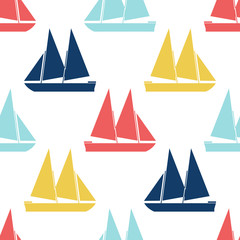 Retro boat seamless pattern