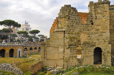Fototapeta na wymiar Roman Forum, Rome's historic center, Italy.