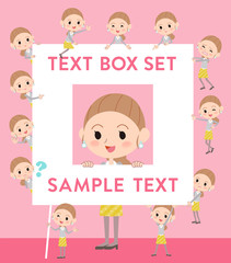 Behind knot hair yellow skirt woman text box