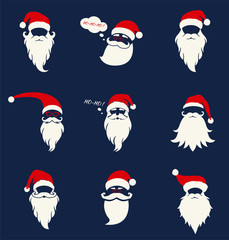 Santa hats, mustache and beards.