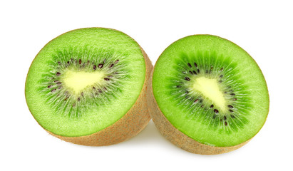 Isolated kiwi. Two half of kiwi isolated on white, clipping path