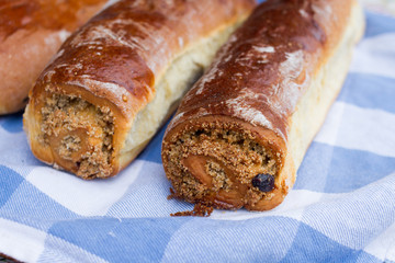 beigli rolls, hungarian food with poppy seed and walnut