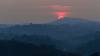 Sunrise over mountain in panorama View
