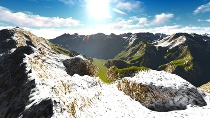 Alpine landscape in the Alps 3d rendering