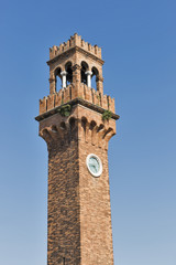Fototapeta premium Clock tower at San Stefano square in Murano, Venice, Italy.