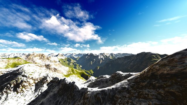 Alpine landscape in the Alps 3d rendering