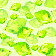 Watercolor Vintage seamless pattern. With the pattern of citrus, lime green. Beautiful and fashionable pattern for various design