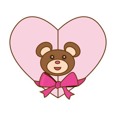 heart with teddy bear and bow icon image vector illustration design 