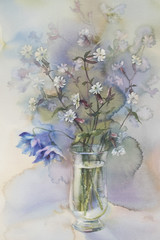 bouquet of white flowres watercolor