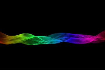 Vector illustration abstract background. Transparent colored horizontal band with a gradient fill. On a black background