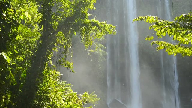 Misol Ha waterfall in the jungle of Chiapas, Mexico in slow zoom out high definition footage with ambient audio