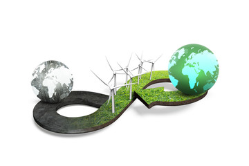 Green circular economy concept, 3D rendering