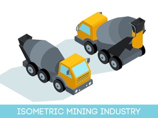 Isometric 3D mining industry icons set 2 image of mining equipment and vehicles isolated on a light background vector illustration