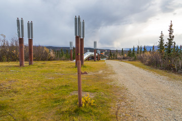 The Trans-Alaska Pipeline in Fall. Richardson Highway. Alaska.